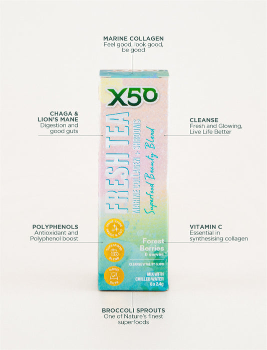 X50 Fresh Tea Marine Collagen + Shrooms 6 Serve